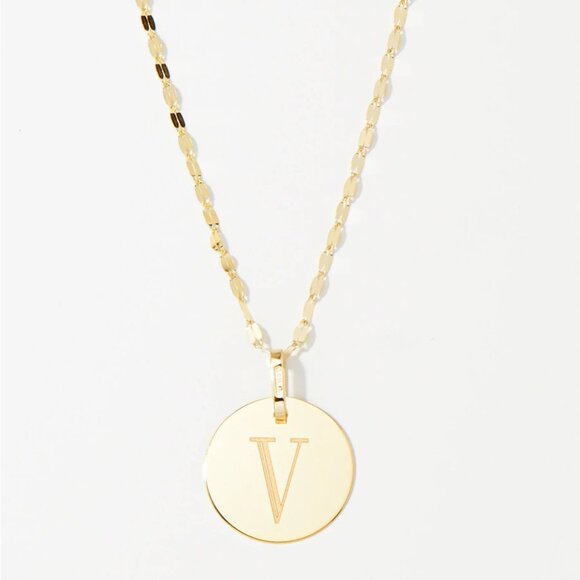 Italian Gold 14K Yellow Gold "V" Initial Pendant Necklace - Picture 1 of 5